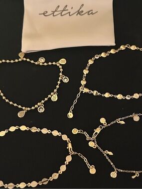 ettika 18k Gold Plated Charm Bracelet Set New